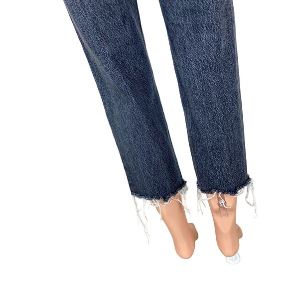 Gap Cheeky Straight Leg High Rise Gray Acid Wash Raw Hem Denim Jean Pants 26 2P - Picture 8 of 9